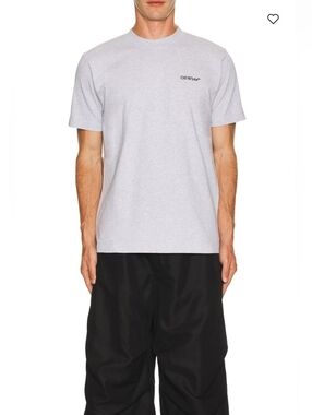 Off-White FIRE! NWT! Virgil Abloh Windy Arrow Skate S/S Tee in Light Grey Marl.